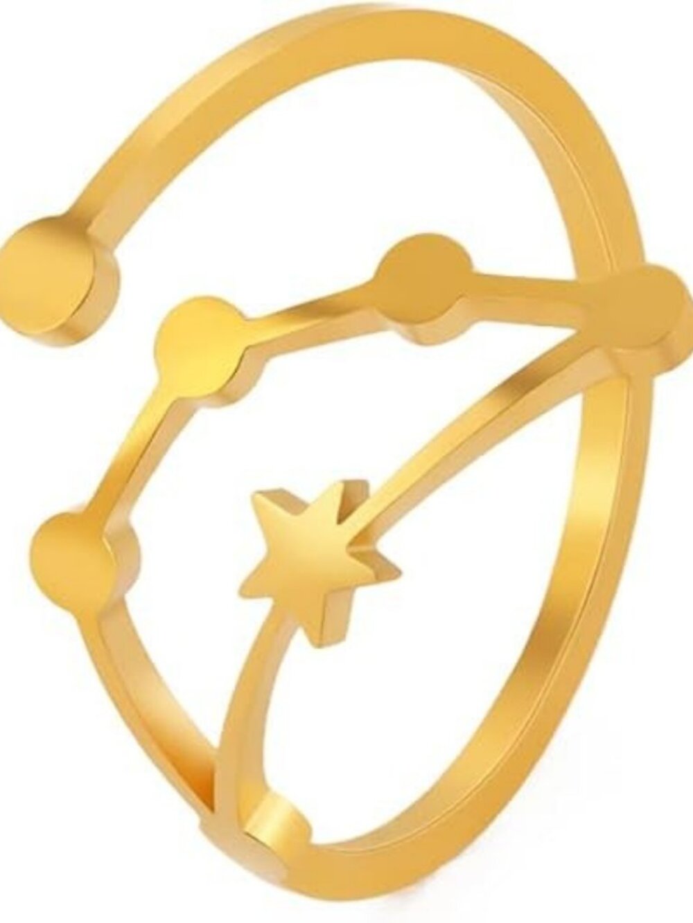 Capricorn Gold Adjustable Zodiac Sign Constellation Stainless Steel Ring